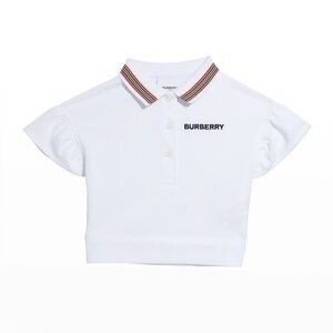 Burberry Kids Polo with Striped Collar and Ruffle Sleeve - 2T
